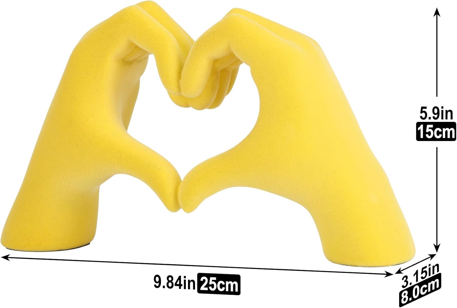 DOVDOV Yellow Heart Hand Sculpture, Heart Hand Statue Home Decor Aesthetics, Suitable for Bookshelf Console Table Office Entrance Decoration Bohemian Wedding Decoration and Small Ornaments.