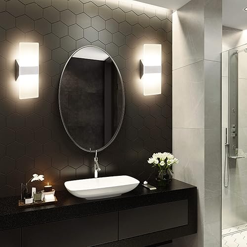 Miniatura 6 de ChangM Apliques de pared para exteriores, juego de dos, luces de pared de 12 W, apliques impermeables para exteriores, lámpara de pared acrílica