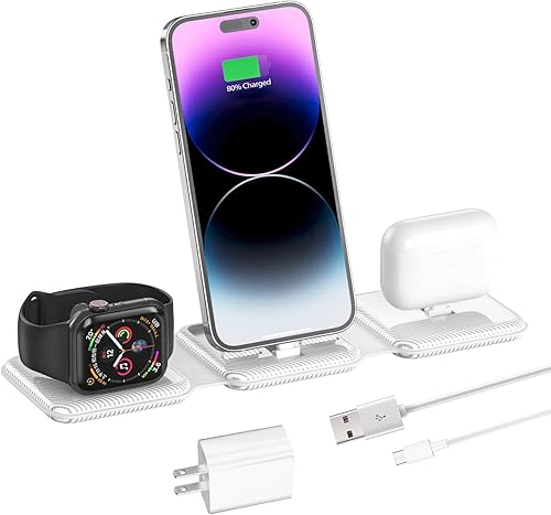 Quycat Estación de carga inalámbrica, cargador inalámbrico compatible con iPhone 14131211X8765 Series, AirPods Pro 2Pro321, iWatch Ultra8SE765432