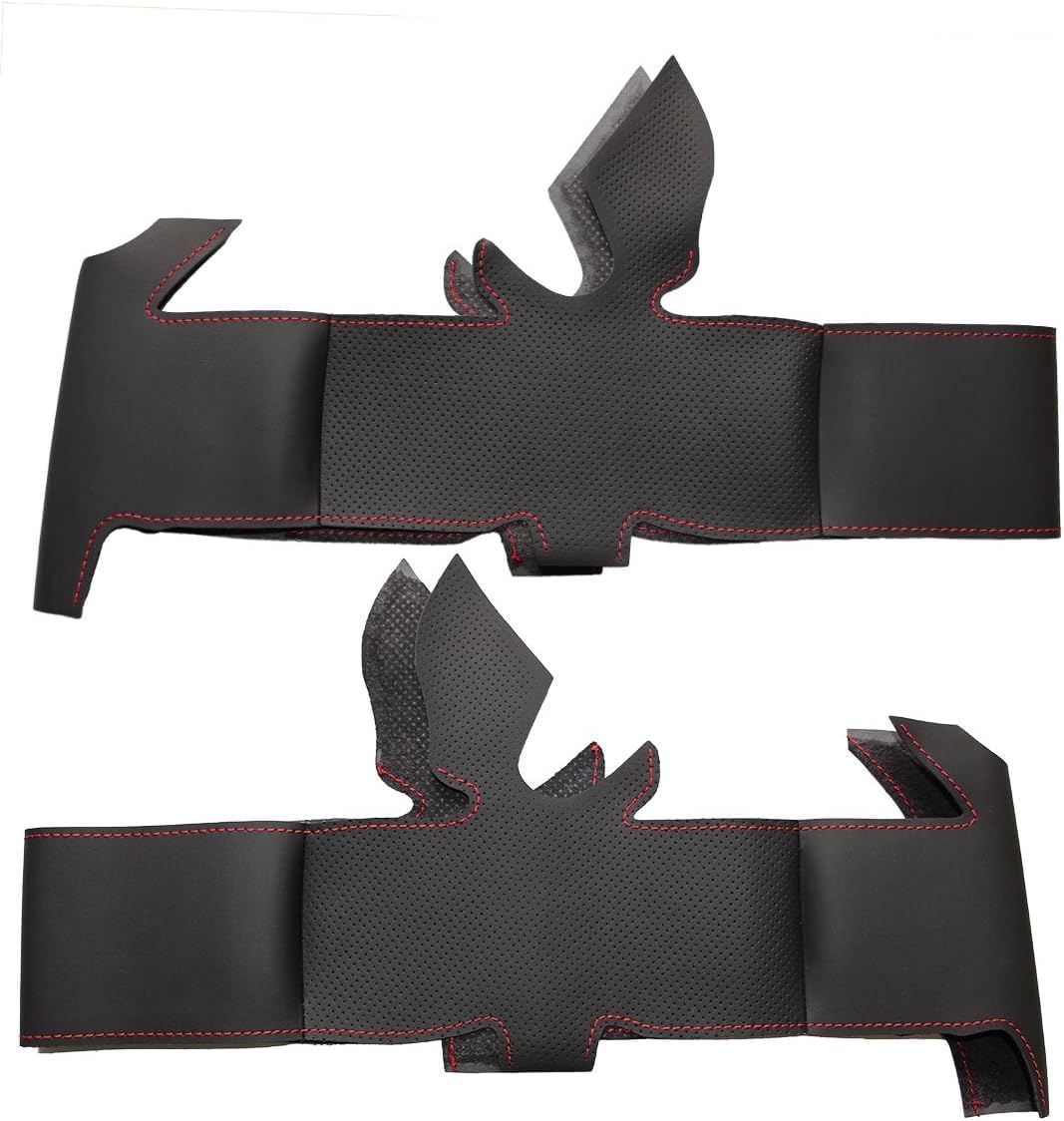 Loncky Black Genuine Leather Carbon Fiber Steering Wheel Cover for Acura TSX 2009 2010 2011 2012 2013 2014 Accessories Car Custom Fit Hand Stitched OEM Parts