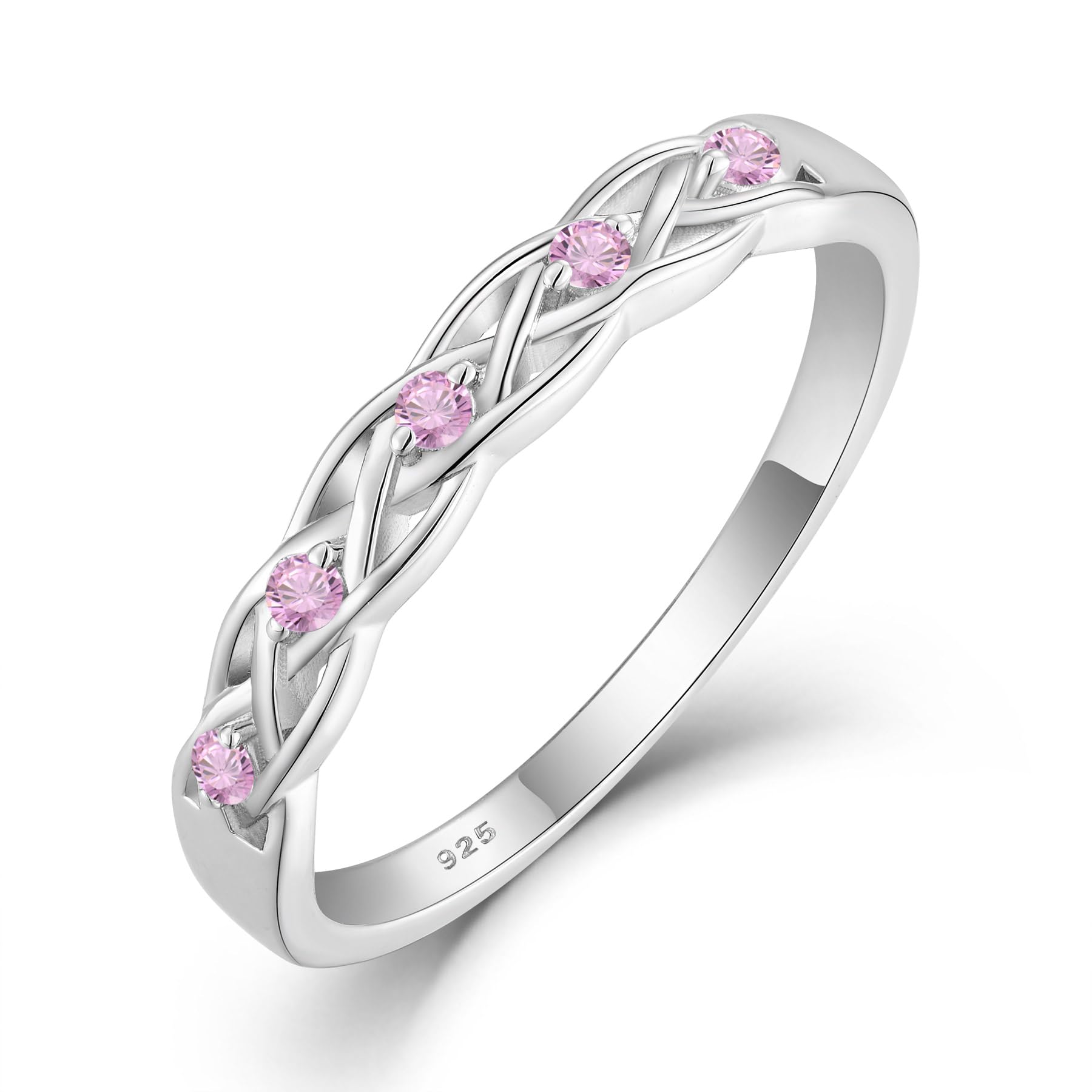 InpasneInfinity Celtic Knot Ring 925 Sterling Silver Twisted Knot Birthstone Ring Statement Rings for Women Size 5-10