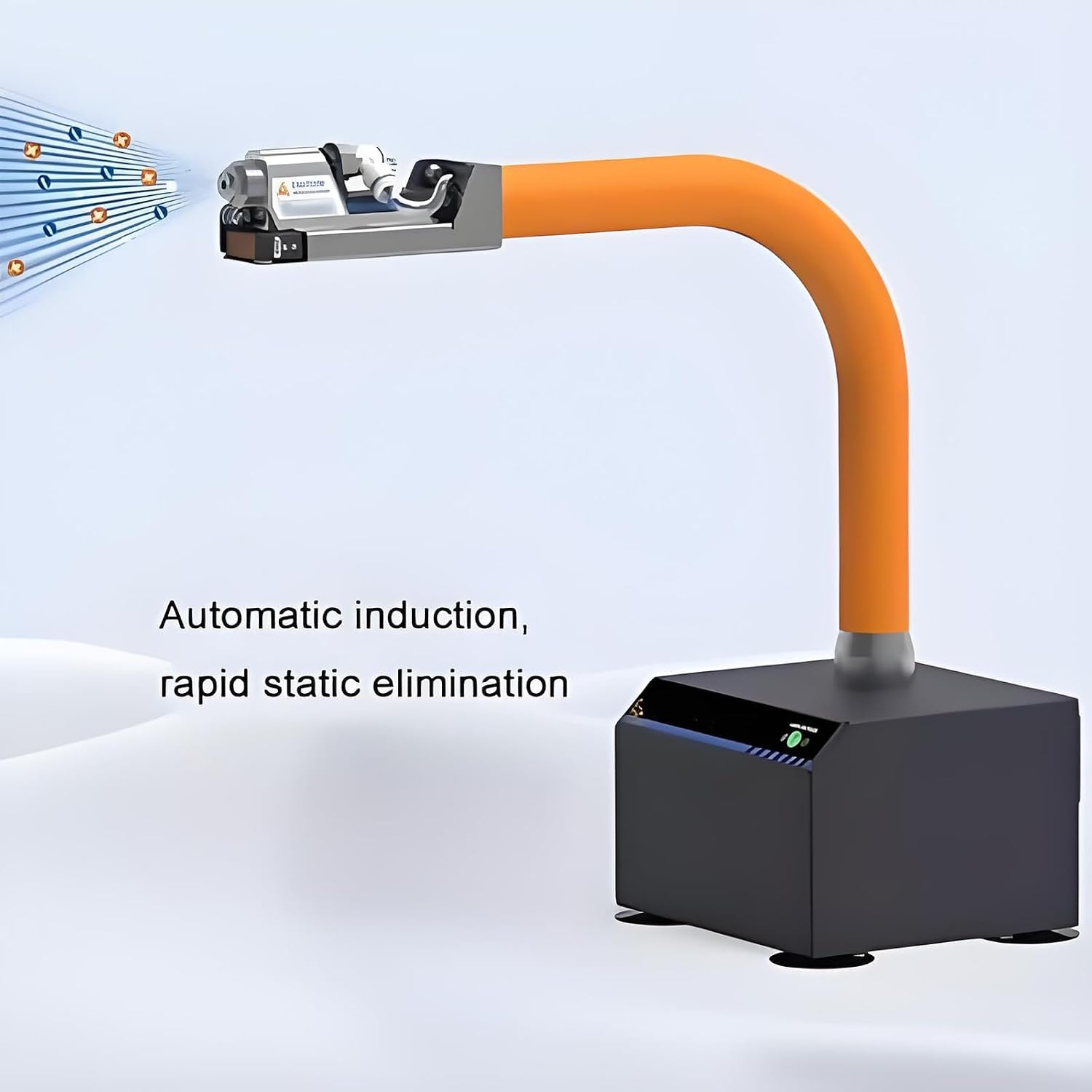 Eliminatore di Elettricità Statica con Rilevamento Automatico, Pistola Ad Aria Antistatica, Tubo A Forma di Serpente Lungo 350 Mm, Flusso d'Aria Regolabile, per Riparazioni Elettroniche