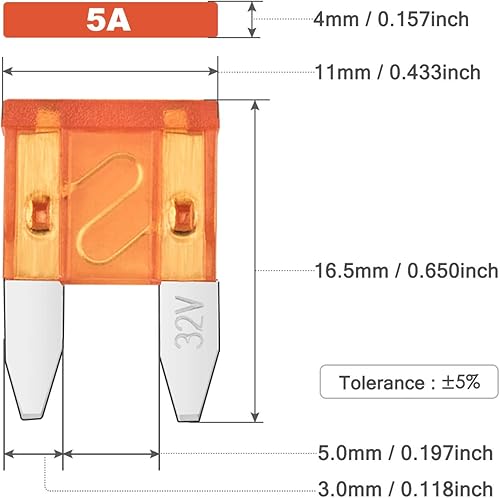 Miniatura 3 de Chanzon UL listado 5A Mini Blade Fusible ATMAPM 10 Uds 5 Amp 32V Fusibles automáticos de golpe rápido para automóvil, RV, camión, SUV