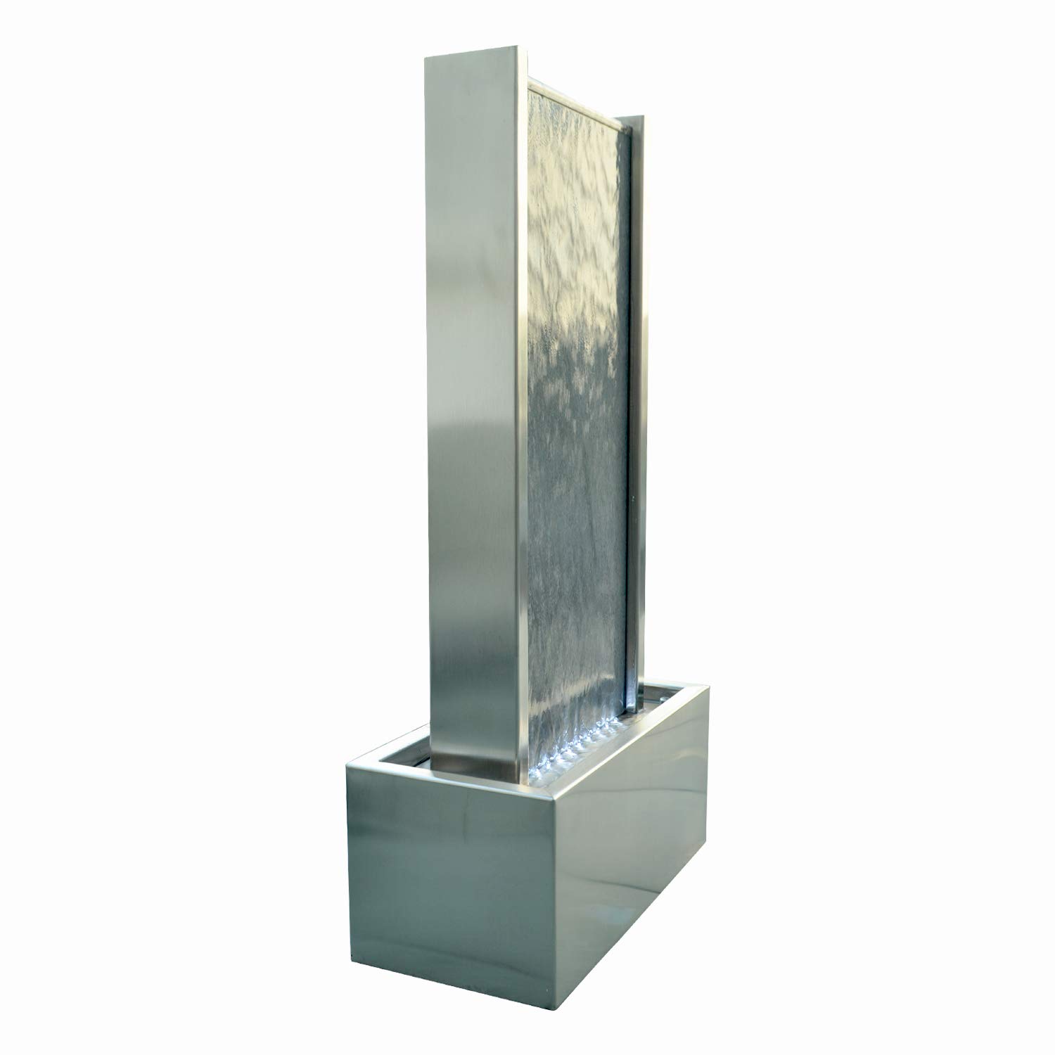 KÖHKO® Pared de agua de aprox. 78 cm, combinación de piedra natural y cascada de acero inoxidable con iluminación LED