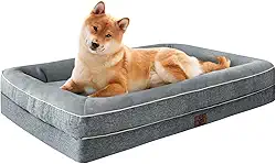 TaiBest Camas de espuma viscoelástica à prova d'água para cães extragrandes camas ortopédicas antiderrapantes para cães sofá lavável cama para animais de estimação com capa removível (cinza, grande)