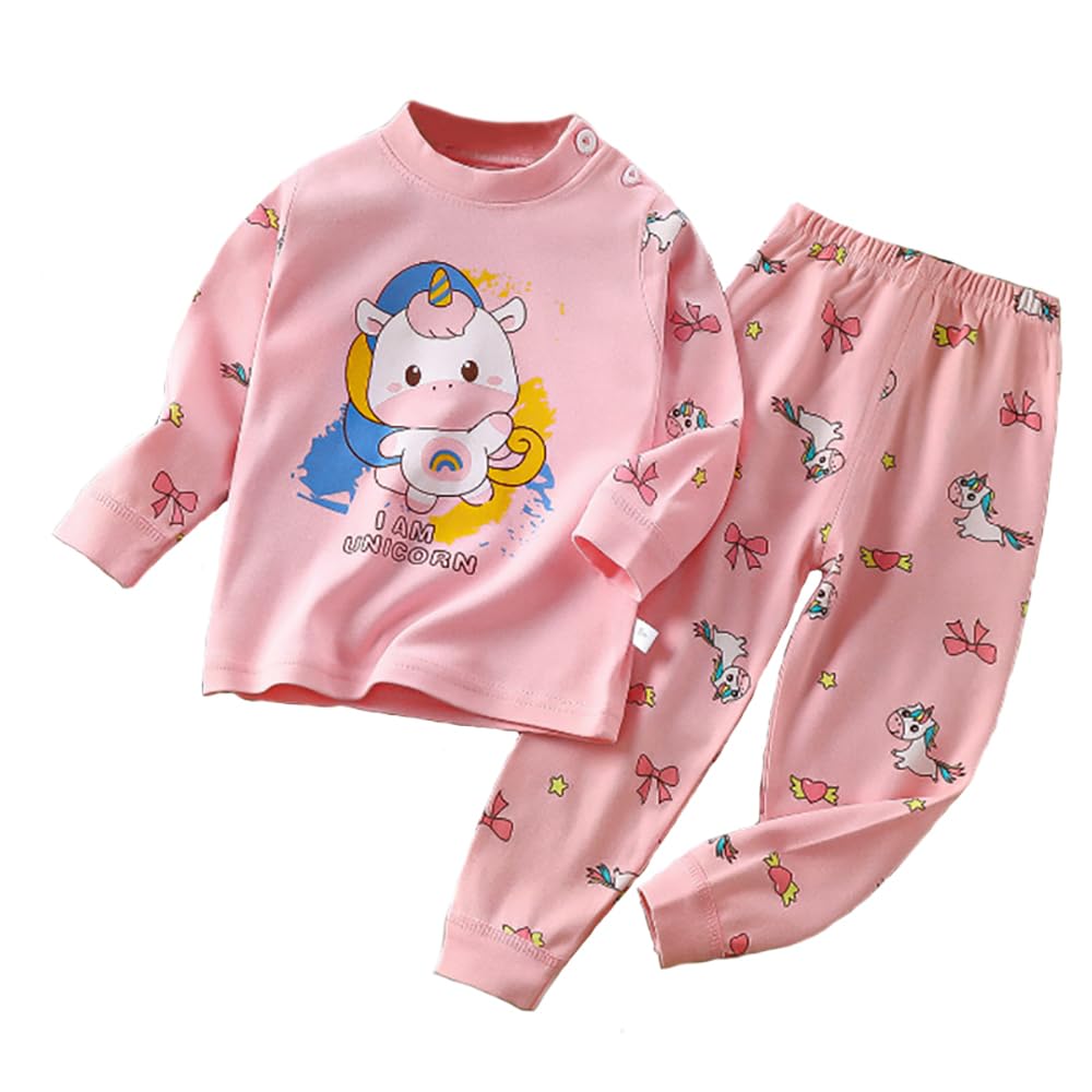 Bold N Elegant Cotton Full Sleeve Cute Cartoon Print T-Shirt & Pajama Pj Jogger Clothing Set for Infant Toddler Baby Boy Girl Kids