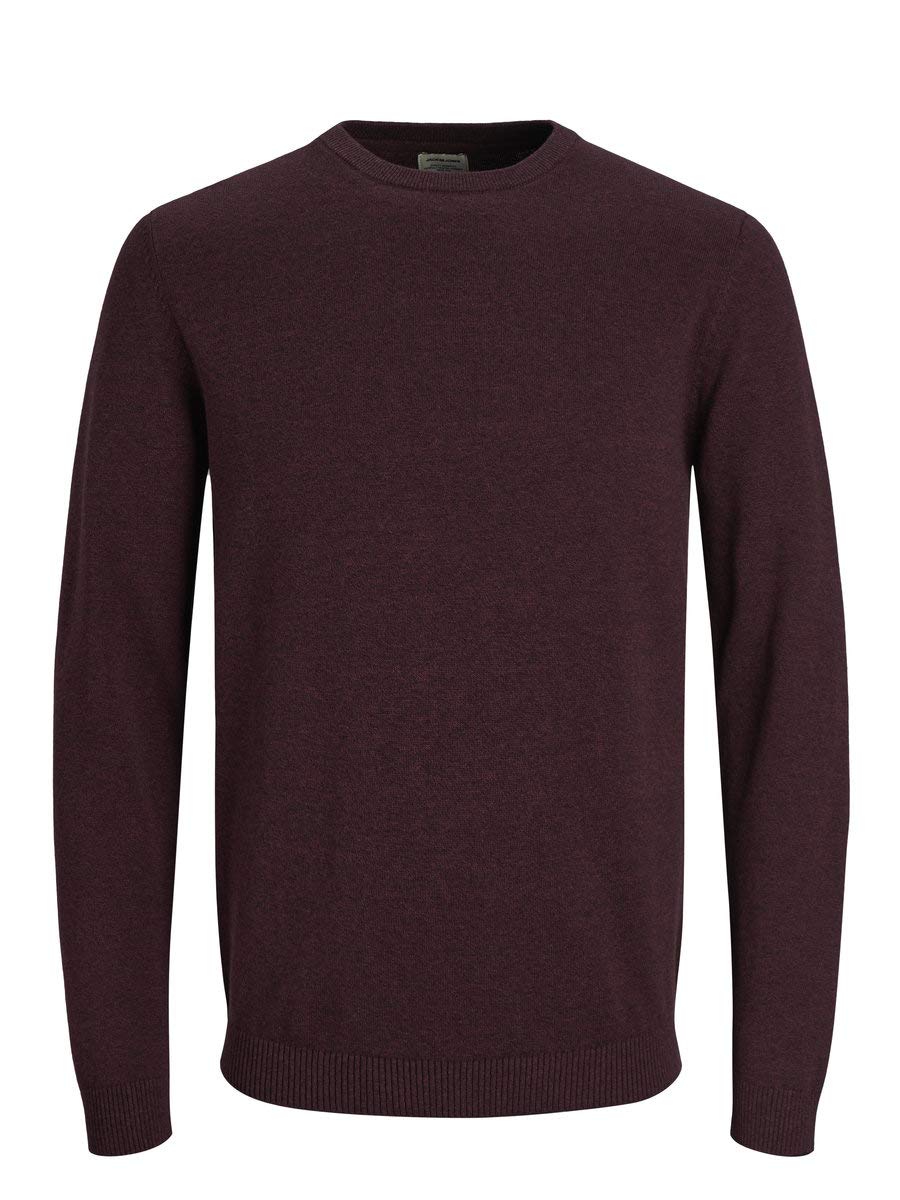 Jack & Jones Men's Jjebasic Knit Crew Neck Noos Jumper, Red (Port Royale Detail:twisted With Black), XS UK
