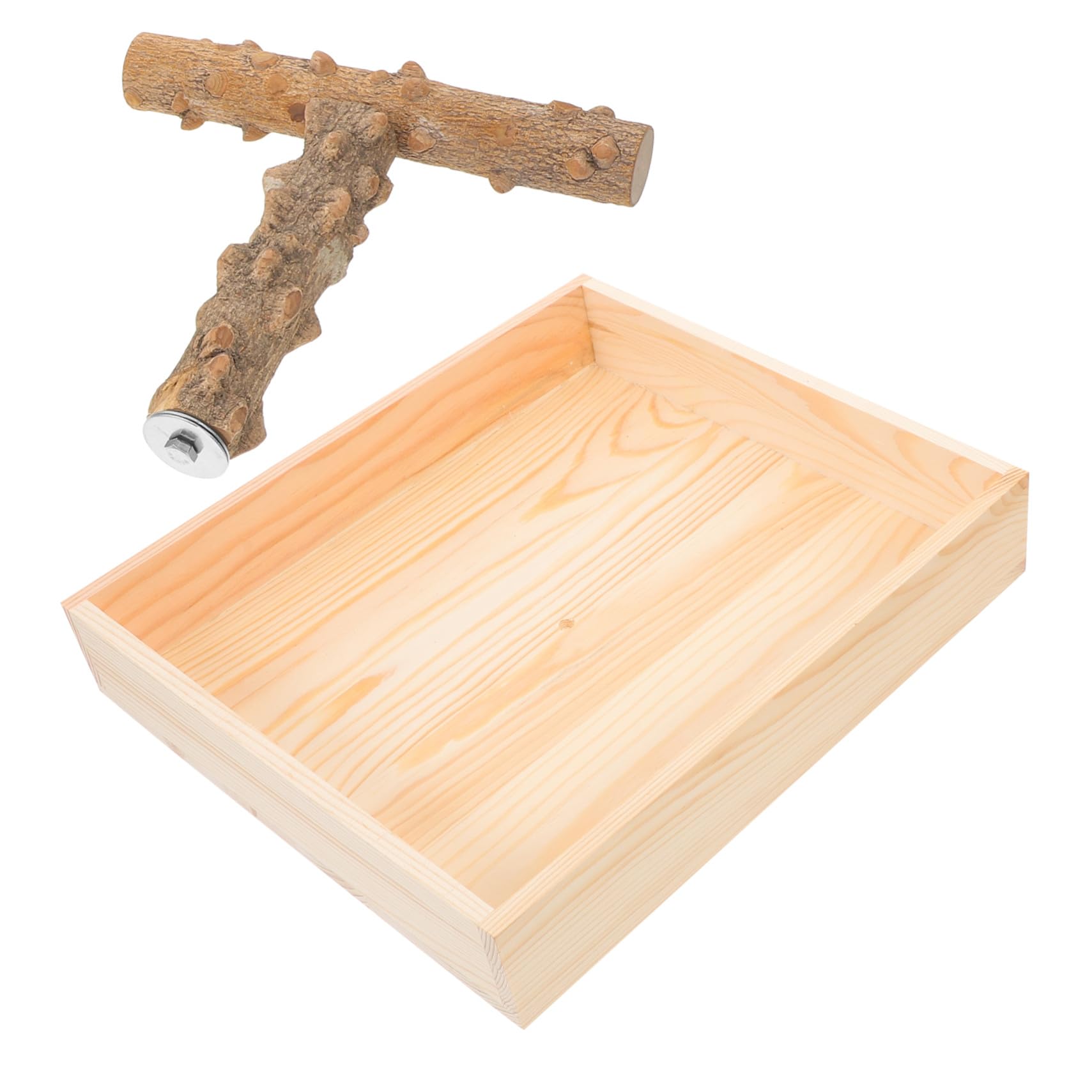 Tragbarer Vogelkäfig Stand aus Natürlichem Holz Papageien Wellensittich Sitzstange mit Kauspielzeug für Training und Beschäftigung von Nymphensittichen und Kleinen Vögeln