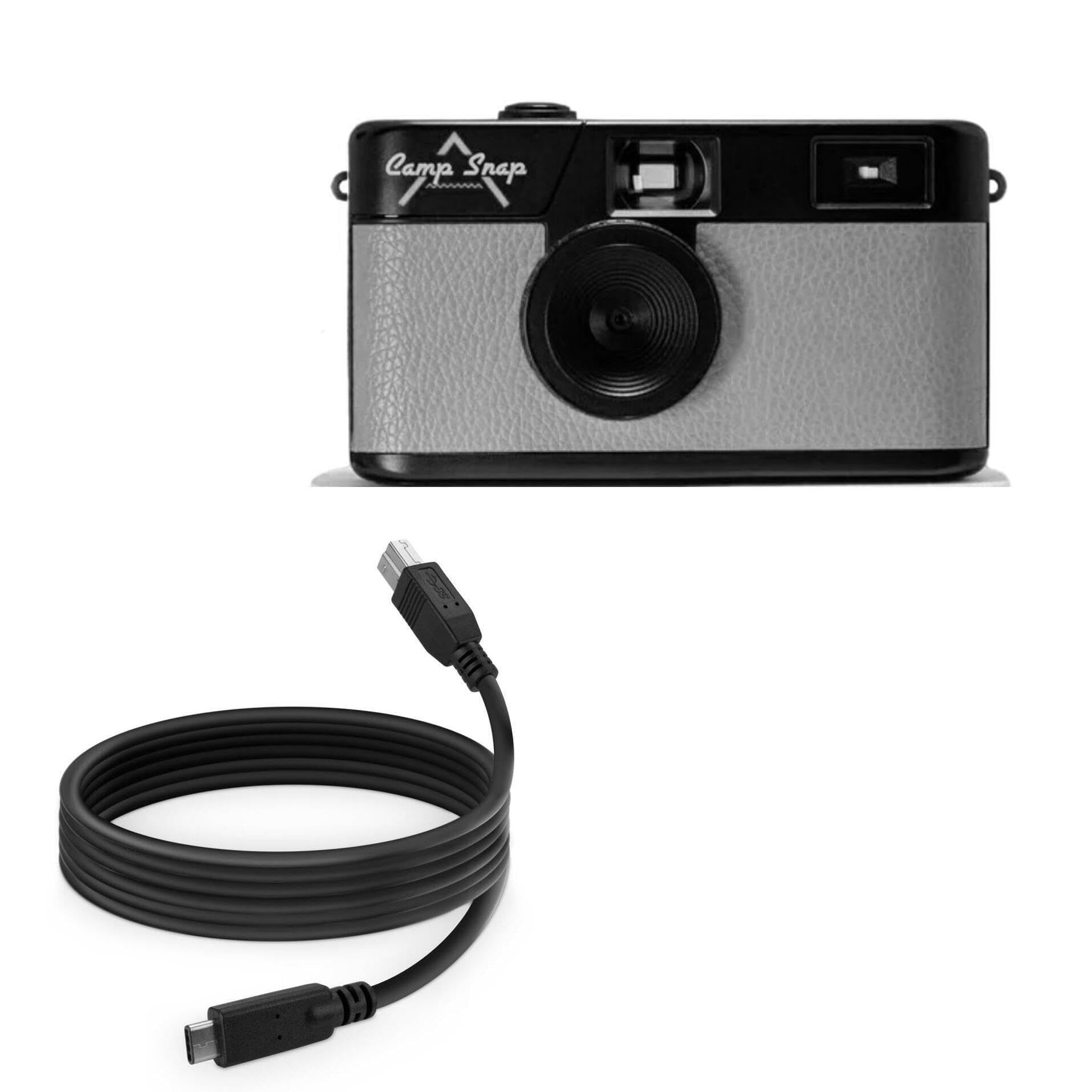 BoxWave Cable Compatible with Camp Snap Screen-Free Digital Camera - DirectSync - USB B to USB 3.1 Type C, USB B to C Sync Cable - 6ft - Black