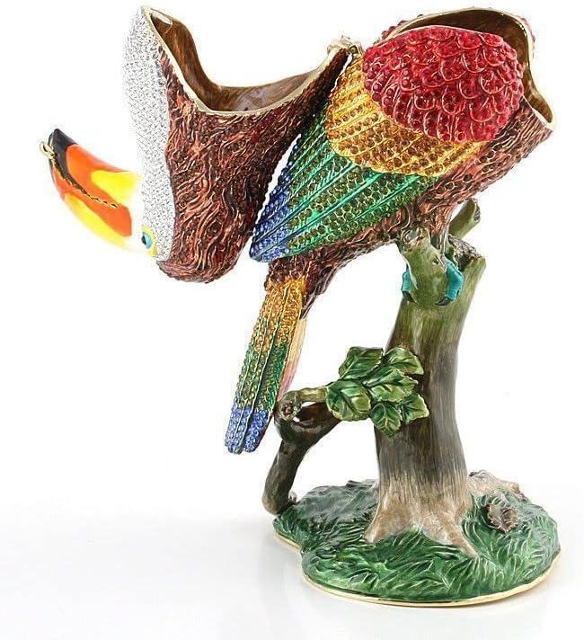 Miniatura 6 de Caja de baratijas de pájaro tucán en rama de árbol de 10.5 pulgadas de alto I 2000 cristales Swarowski I Handmade I Colorful and Beautiful Decor