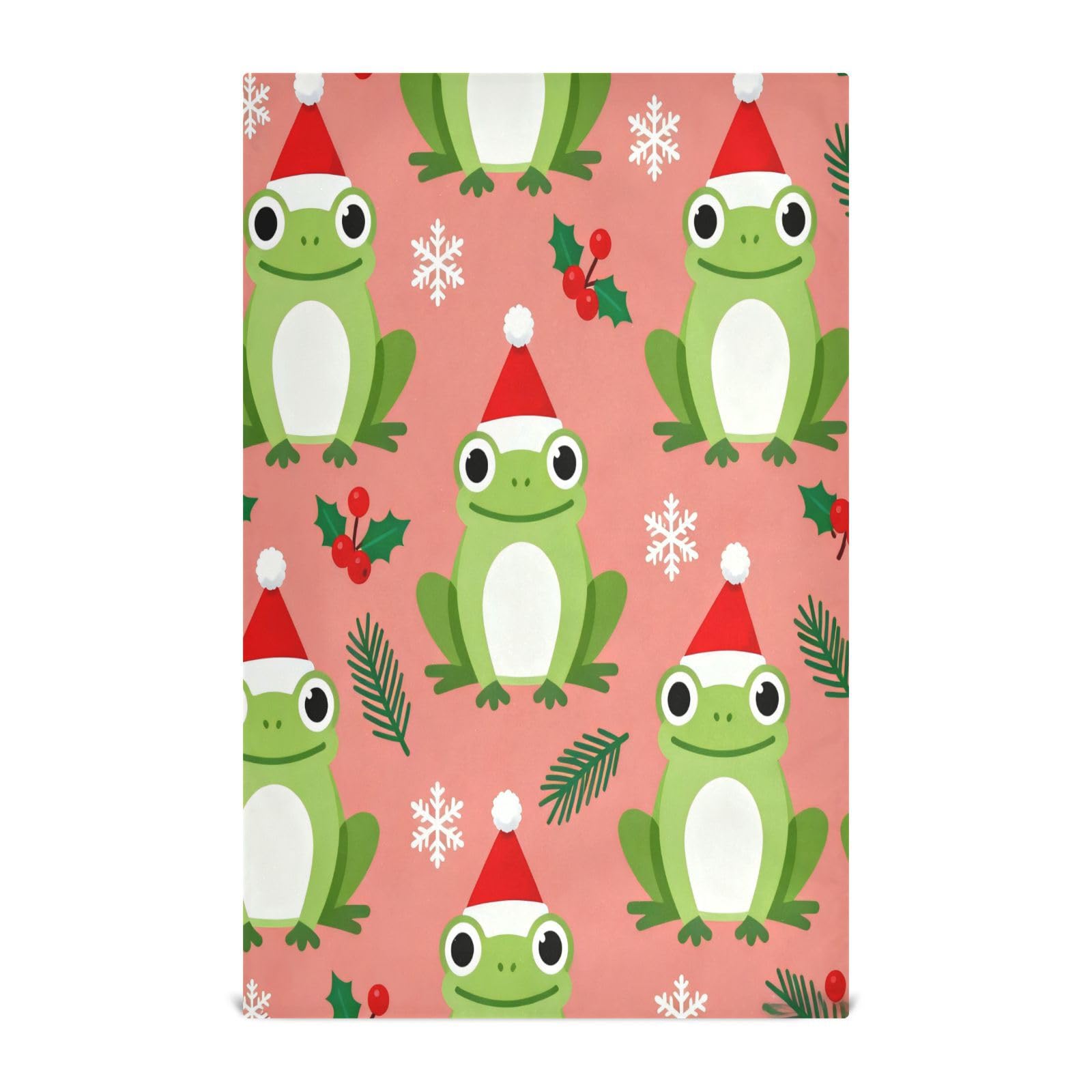 Paños de cocina para cafetería y hogar con diseño navideño de rana rosa en microfibra