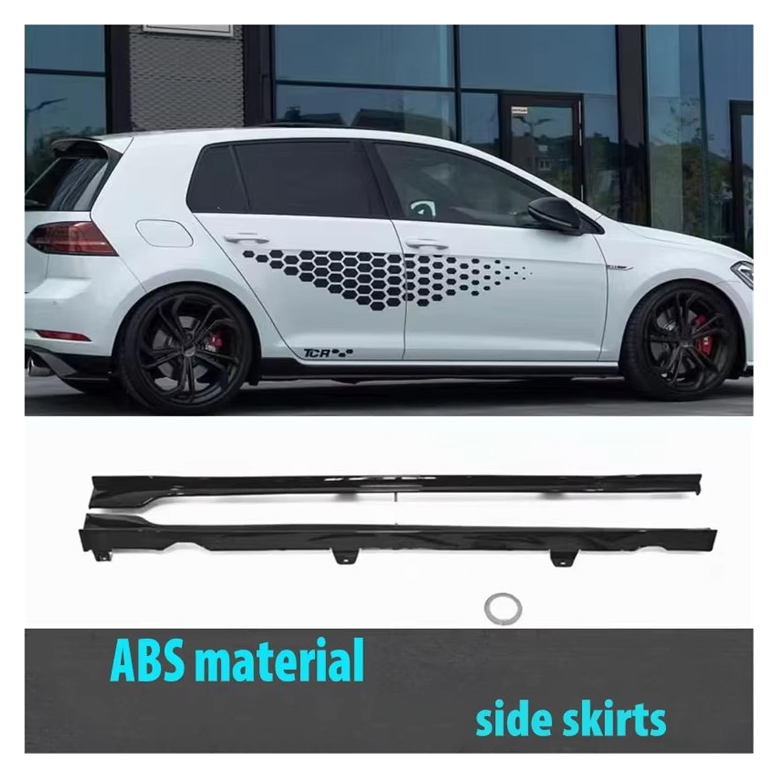Minigonne Laterali Per VW Per Golf 7 7.5 Per MK7/7.5 Per R Per GTI Per Line 2013-2019 Auto Lato Inferiore Splitter Diffusore Aletta Ala Laterale Gonna Laterale Per Auto(Gloss Black 1.9M)