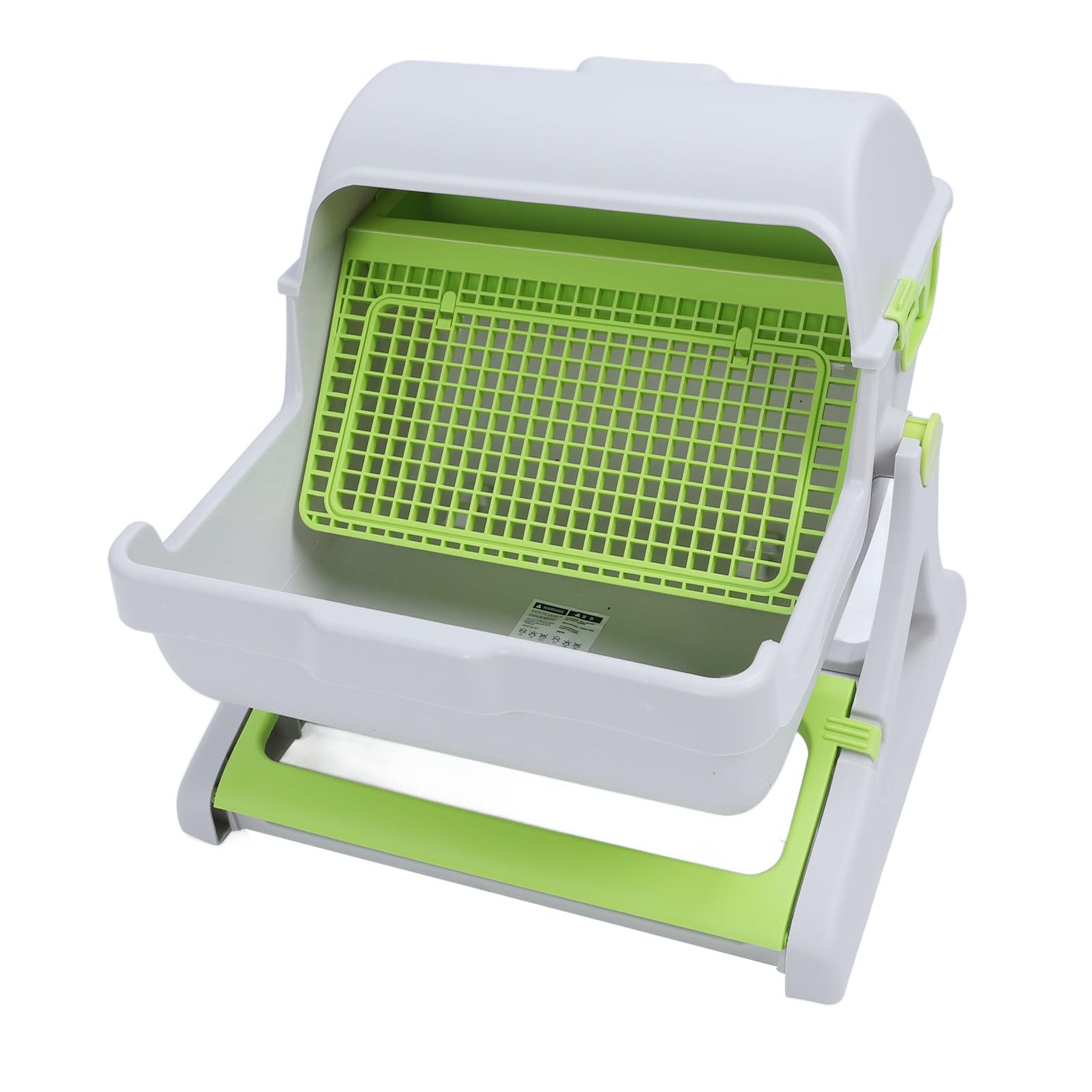 Bandeja de arena para gatos de plástico PP autolimpiante, fácil de montar, estilo cubo basculante, semiautomática