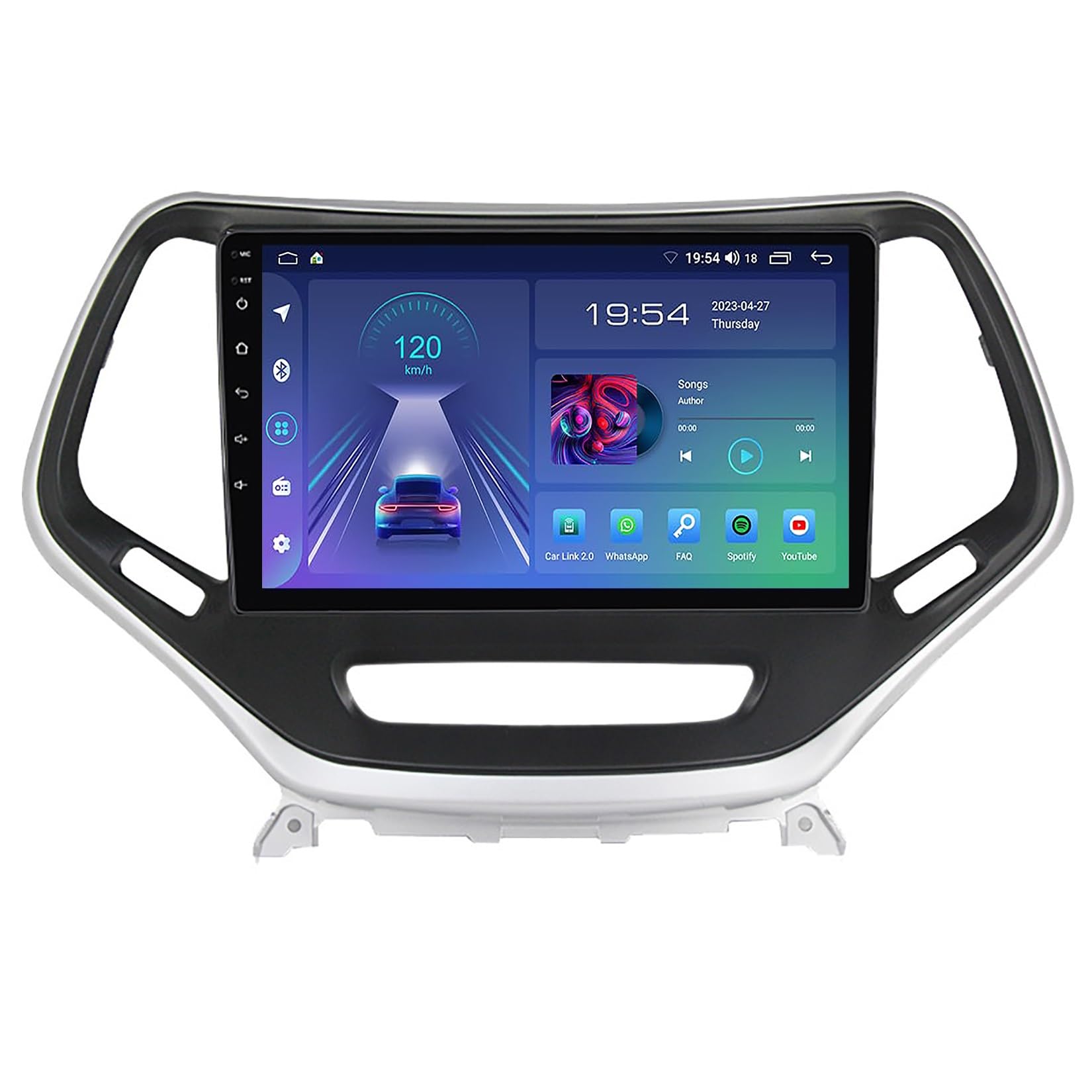 Autoradio Android 13 pour J-eep Cherokee 5 2014-2018, écran tactile 10" avec Carplay sans fil, Android Auto, Bluetooth, WiFi, prise en charge du contrôle du volant + caméra de recul AHD (M50