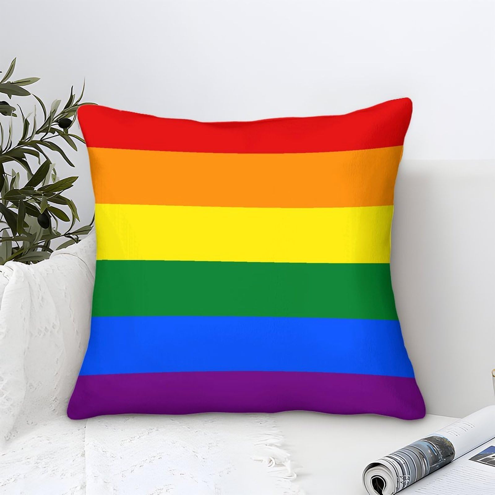Dafufbw Rainbow Flag-5 Rainbow Flag Cushion Covers 45X45cm Square Throw Pillow Case Pride Month Accent Pillow For Outdoor Patio Garden Blench Living Room Sofa Farmhouse Decor