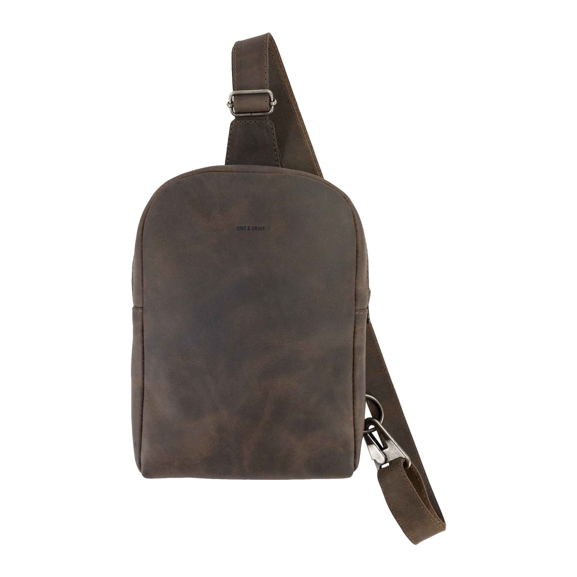 Bolso cruzado redondeado con correa ajustable, bolsa tipo mensajero, accesorio de viaje, cuero de grano completo, hecho a mano, marrón bourbon, Bourbon Marrón