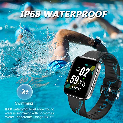 Kingkok Fitness Tracker with Blood Pressure Heart Rate Monitor, IP68 Waterproof Pedometer Watch with Calorie Step Counter for Walking, 17 Sports Modes Activity Tracker for Women Men Kids and Gift