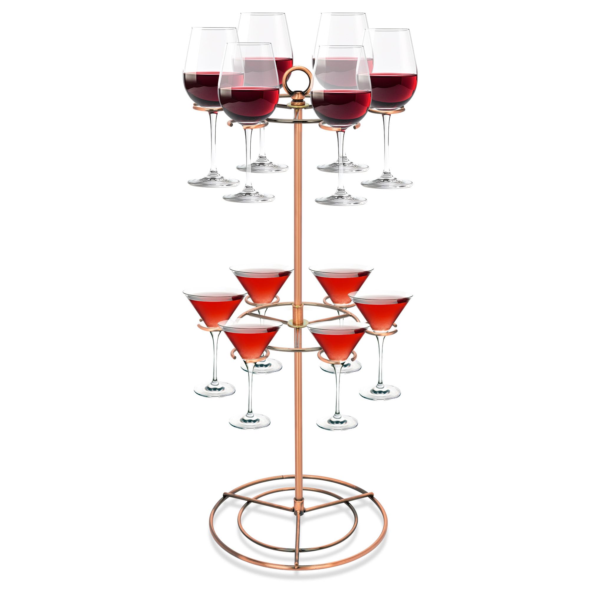 awagas Cocktail Tree Stand for 12 Glasses, 2-Tier Champagne Tower Stand