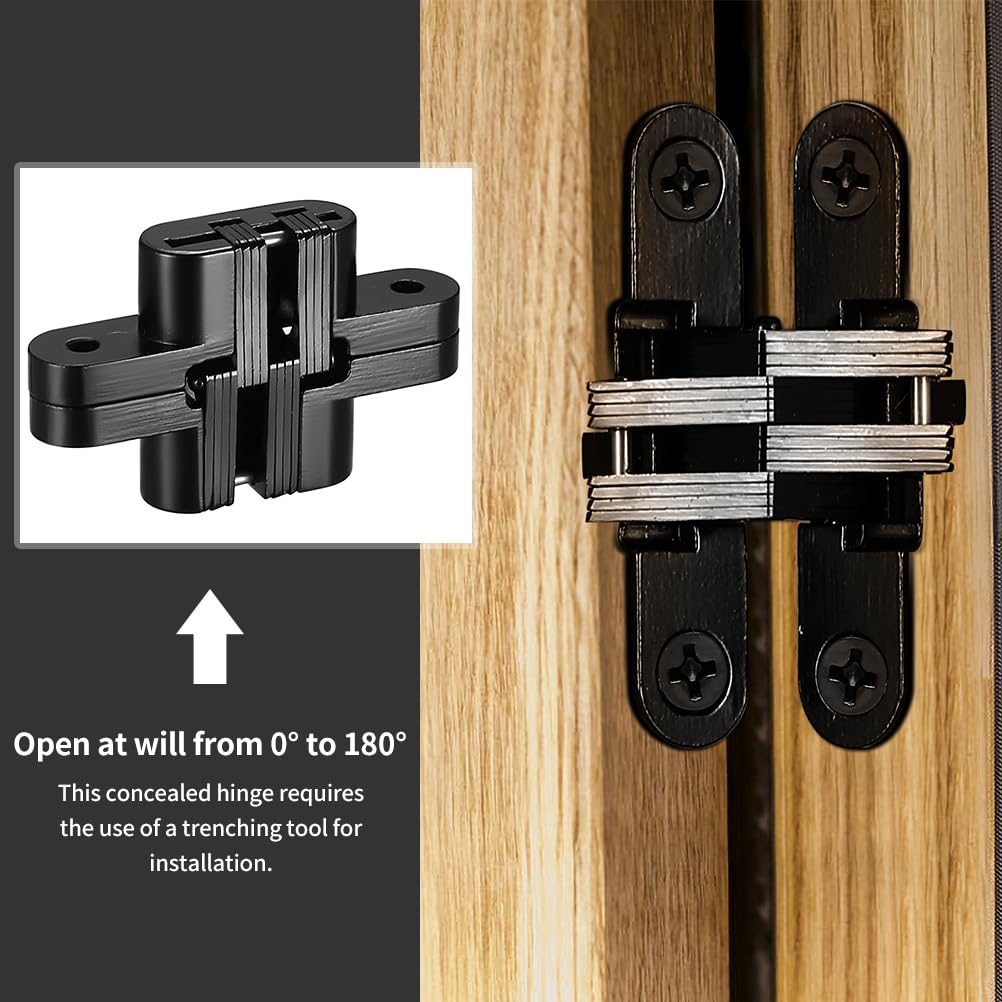 2 Cerniere Nascoste A 180° Per Porte Pieghevoli - Metallo Nero Regolabile - Foto 9