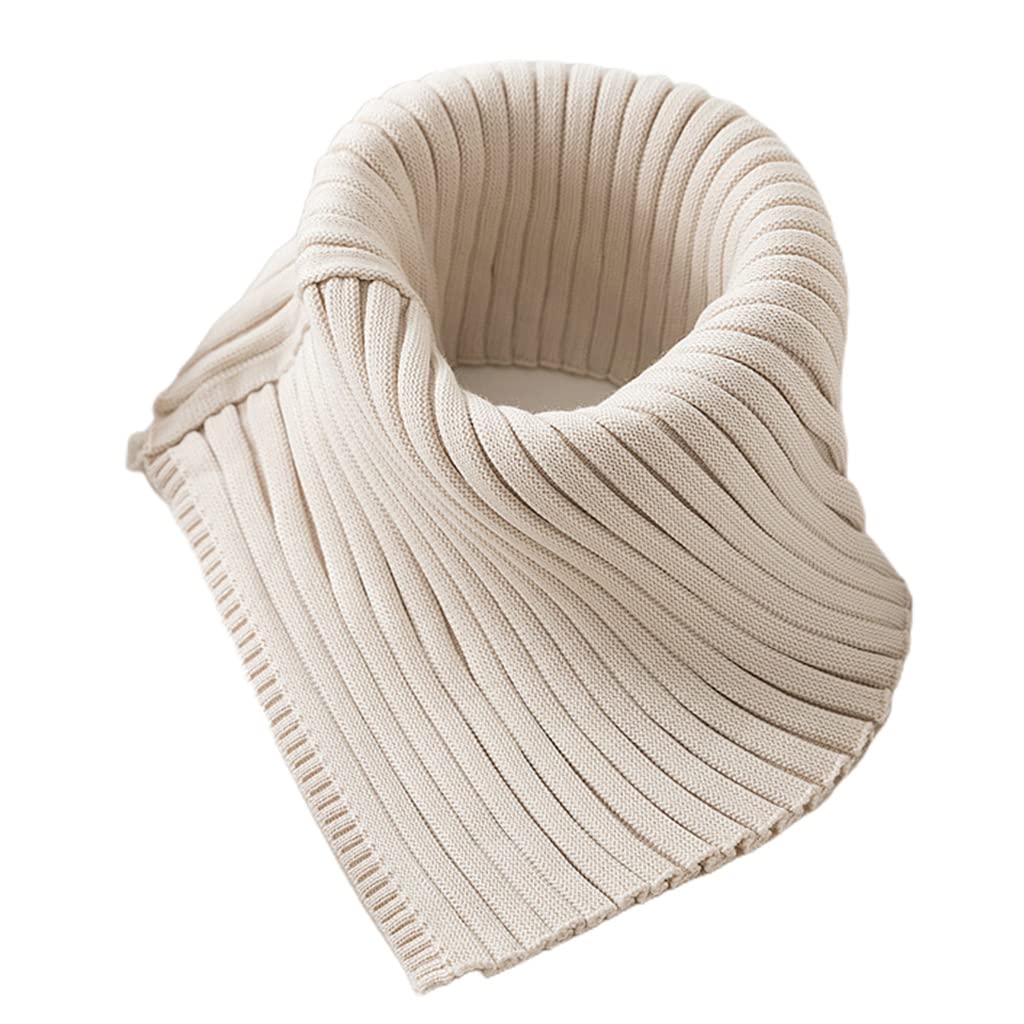 Terncoew Unisex Apricot Women Winter Ribbed Knit Turtleneck Fake Collar Solid Color Detachable Triangular Scarf Shawl Wrap Windproof Neck Warmer Turtleneck Collar Men