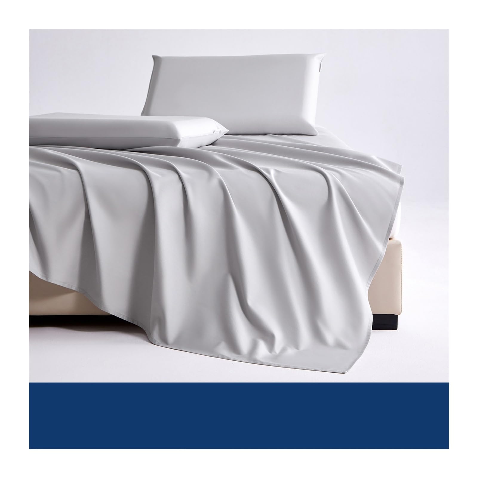 Sábana encimera Doble 245x245cm 245x270cm de satén de 500 Hilos algodón de Fibra Larga sábana Plana Superior Ropa de Cama ultrasuave, cómoda(Light Gray,245x270cm)