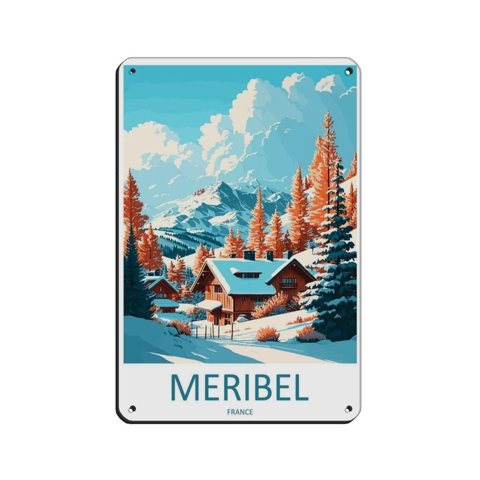Megeve Travel Art Ski Art Lover Gift (88) Tin Sign Vintage Metal Pub Club Cafe Bar Home Wall Art Decoration Poster Retro 8x12inch(20x30cm)