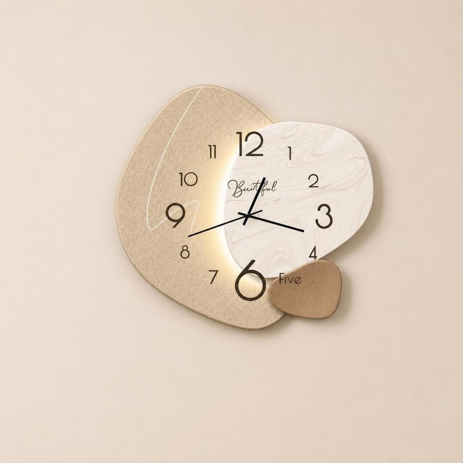 Baoblaze Reloj de Pared Moderno Reloj Decorativo Reloj Iluminado Reloj Silencioso Reloj 3D con Diseño Artístico Irregular Mecanismo sin Ruido y Luz LED, Size to 4, Style to 4