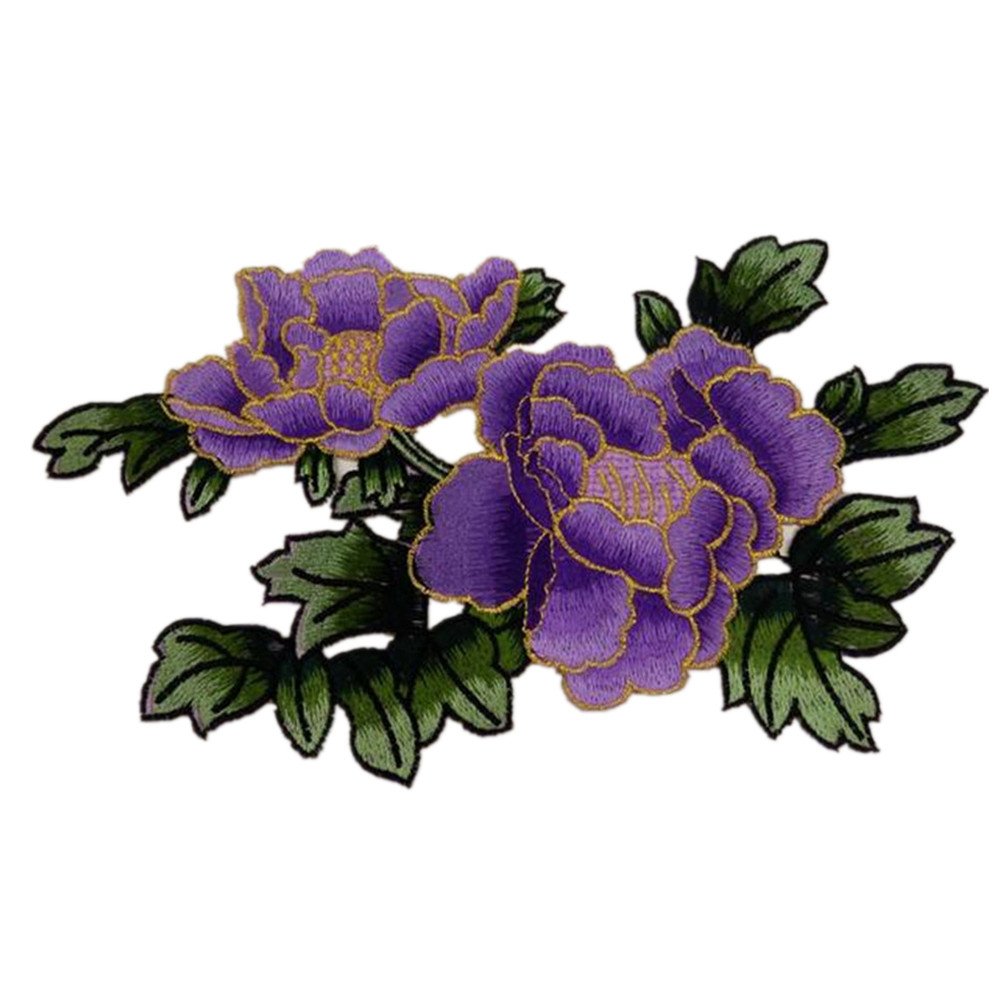 Ecusson brodé fleur violette thermocollant pour réparer et décorer les vestes
