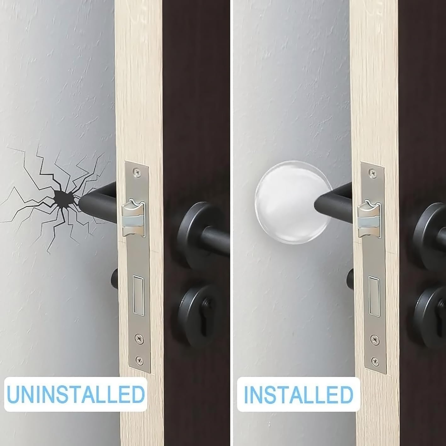 Door Knob Wall Protector (Pack of 6) – Transparent Self-Adhesive Bumper Pads | Prevents Wall Damage | Ideal Door Stopper for Home & Office (Style B) 4
