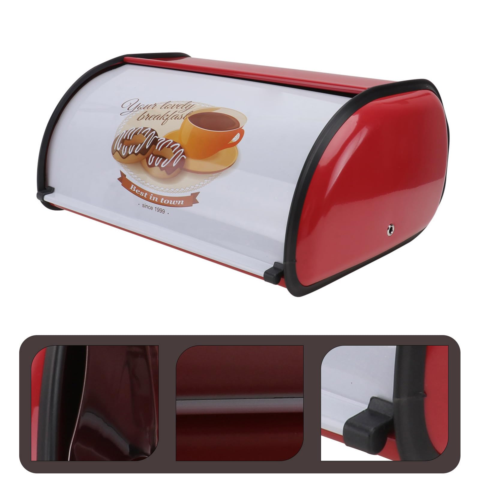 TOPBATHY Caja de Pan de Metal Pequeña Vintage para Cocina, Roja