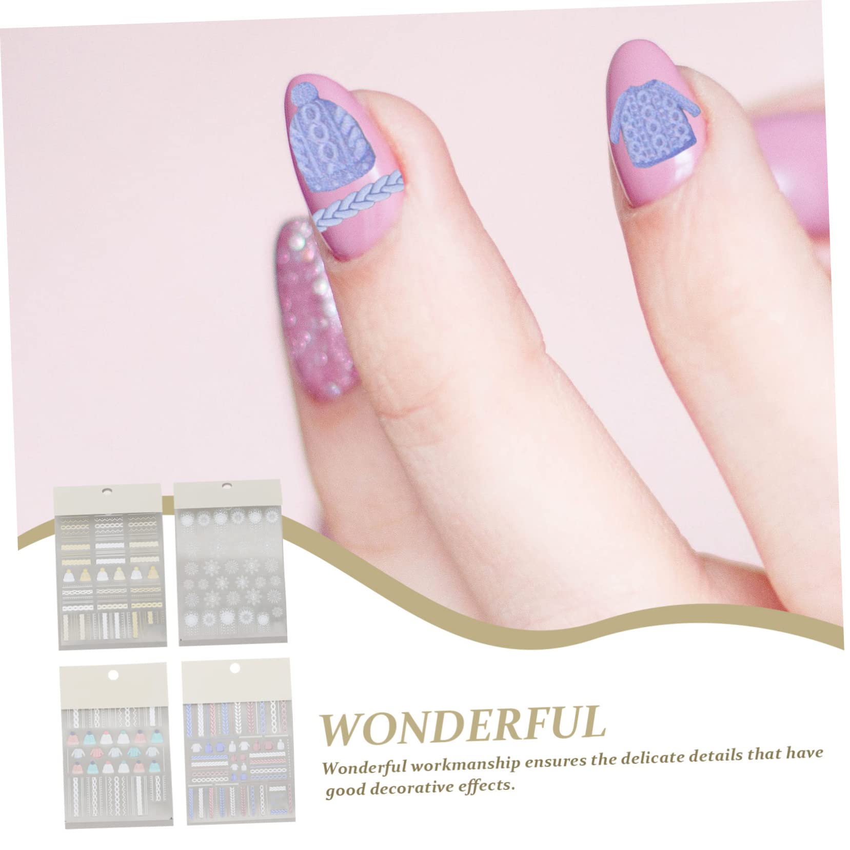 POPETPOP 12sets Adesivi Per Unghie Natalizi Di Decorazioni Stile Maglione Con Fiocchi Di Facile Applicazione Per Nail Art Fai Te e Manicure Professionale