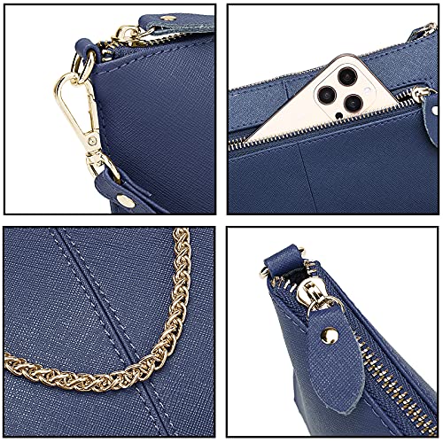 Image of YALUXE Genuine Leather Wristlet Handbags Purses Cell Phone Pocket Clutch Wallet Crossbody Bags for Women