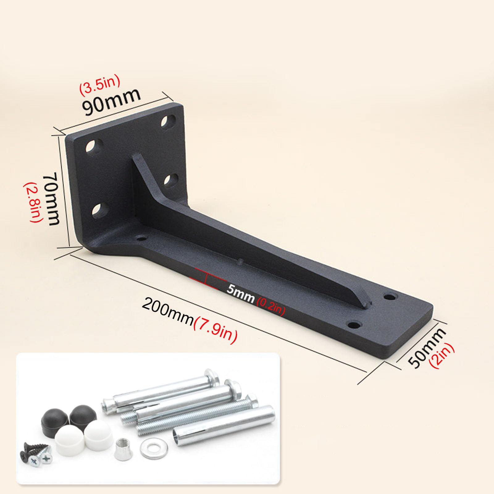 2X Staffe per Mensole Pieghevoli, Staffe per Mensole da Parete in Acciaio Resistente per Risparmiare Spazio, Staffa Fai da Te, Staffe Angolari a 90 Gradi, Supporti per Mensole, con Viti, Nere