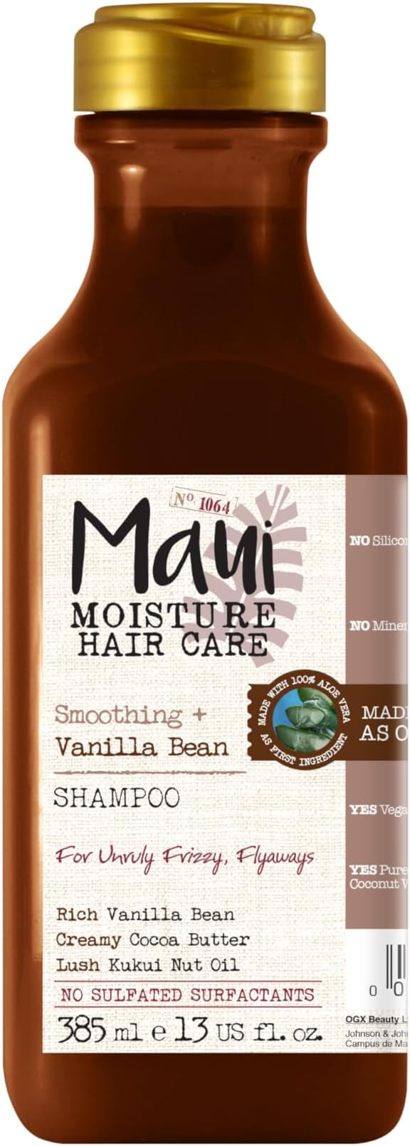 Maui Moisture Anti-Frizz Vegan Vanilla Aloe Vera Shampoo for Frizzy Hair 385 ml