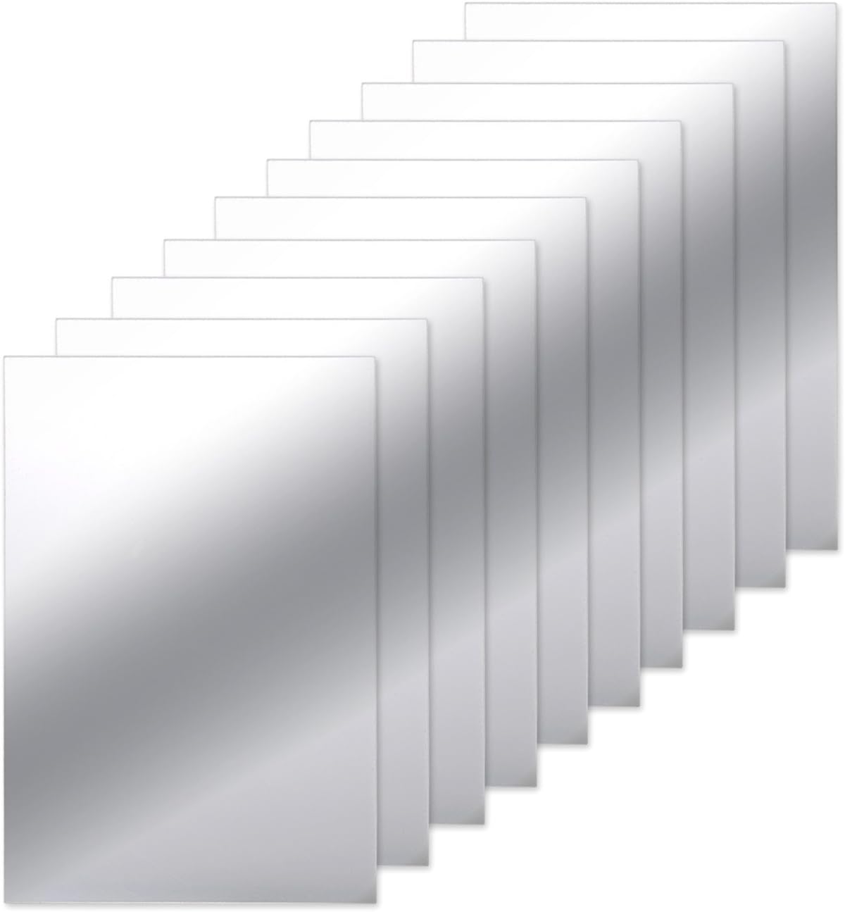 BBTO Self Adhesive Non Glass Tiles Wall Sticky Rectangular Mirror Sheets - 9 by 6 Inches - 10 Pieces