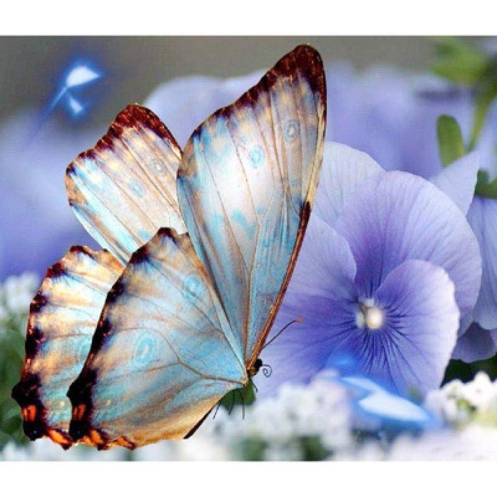 Kit broderie bleu papillon diamant 5D 55x60cm pour réussir votre décoration murale DIY