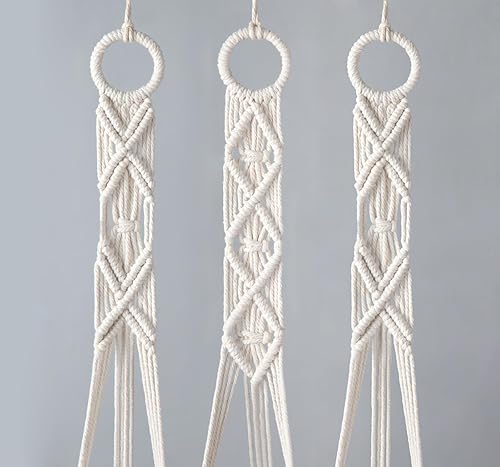 Miniatura 6 de Mkono Juego de 3 colgadores de macramé para colgar en la pared de interiores, cesta para maceta, soporte para macetas, decoración bohemia para el