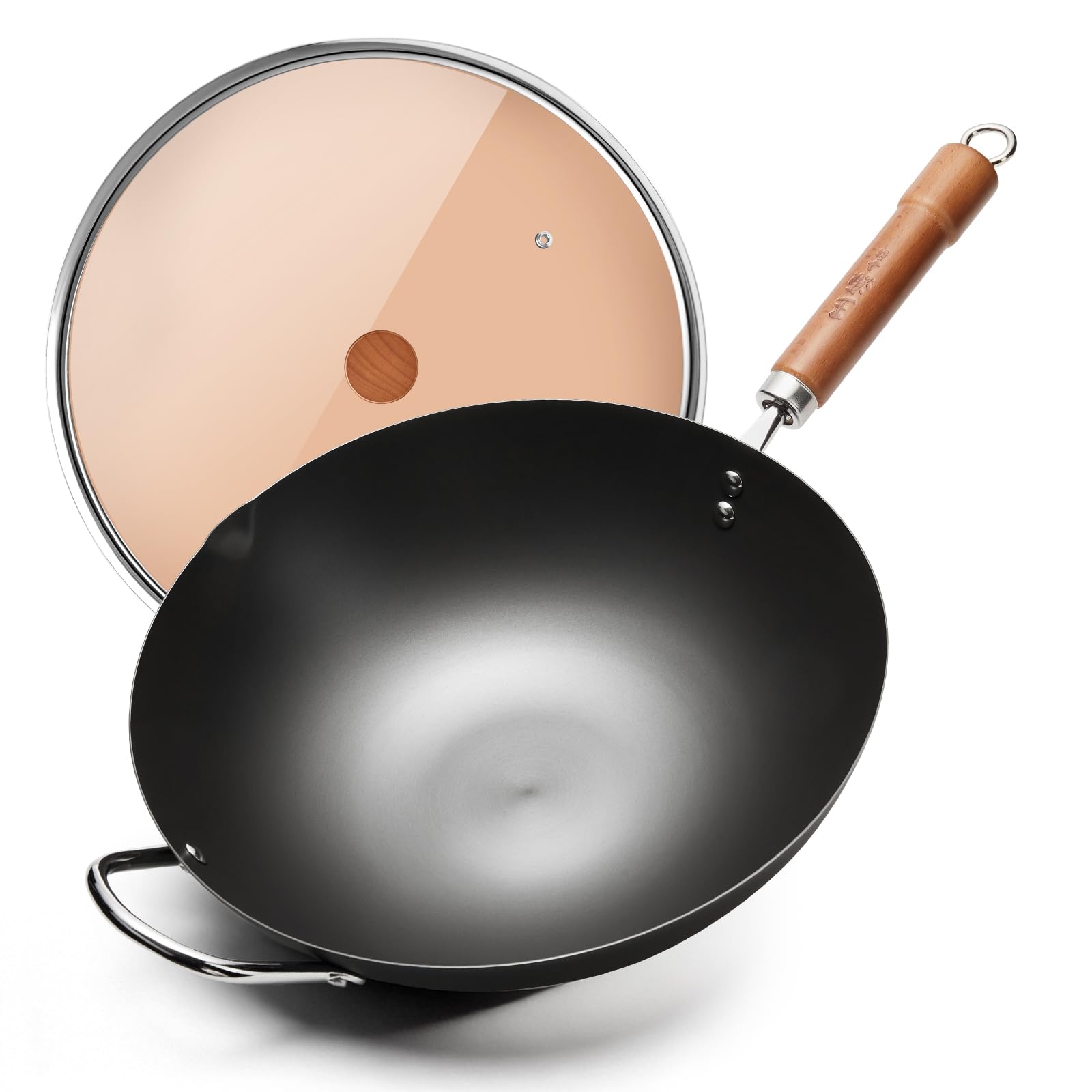 - WANGYUANJI Iron Wok,12.59 inch Woks for Stir-fry, Chinese Stir Fry Pan Uncoated, Traditional Flat Bottom Iron Pot for Induction, Electric, Gas, Suitable for All Stoves(Pure Iron Wok)