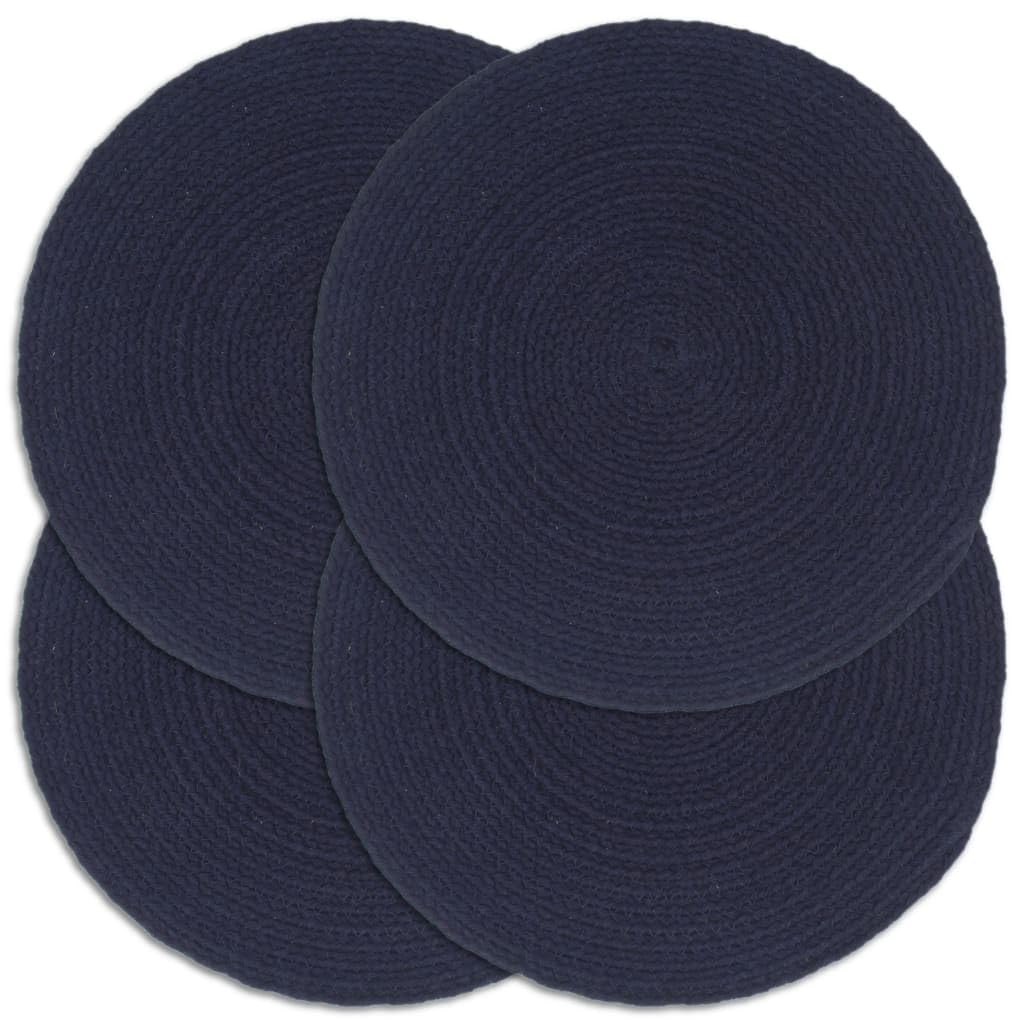 Juego de 4 manteles individuales, redondos, 38 cm, 100% algodón, hechos a mano, suaves, lavables, antideslizantes, resistentes al calor, para mesa de comedor, cocina, mesa de jardín