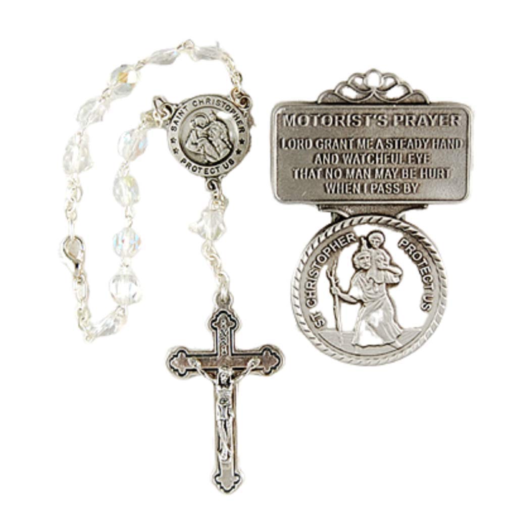 Buy St Christopher Auto Rosary Visor Clip Set Car Vehicle In Box buy-st-christopher-auto-rosary-visor-clip-set-car-vehicle-in-box