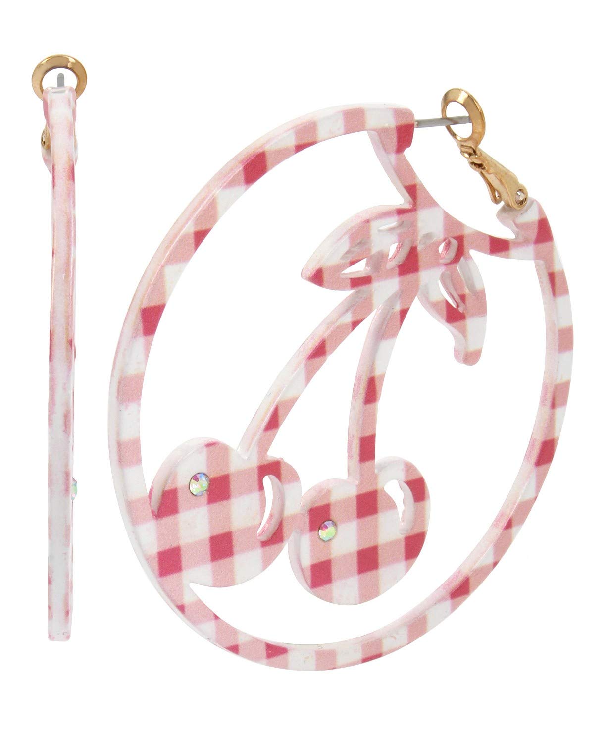 Women's Cherry Hoop Earrings Pink One Size