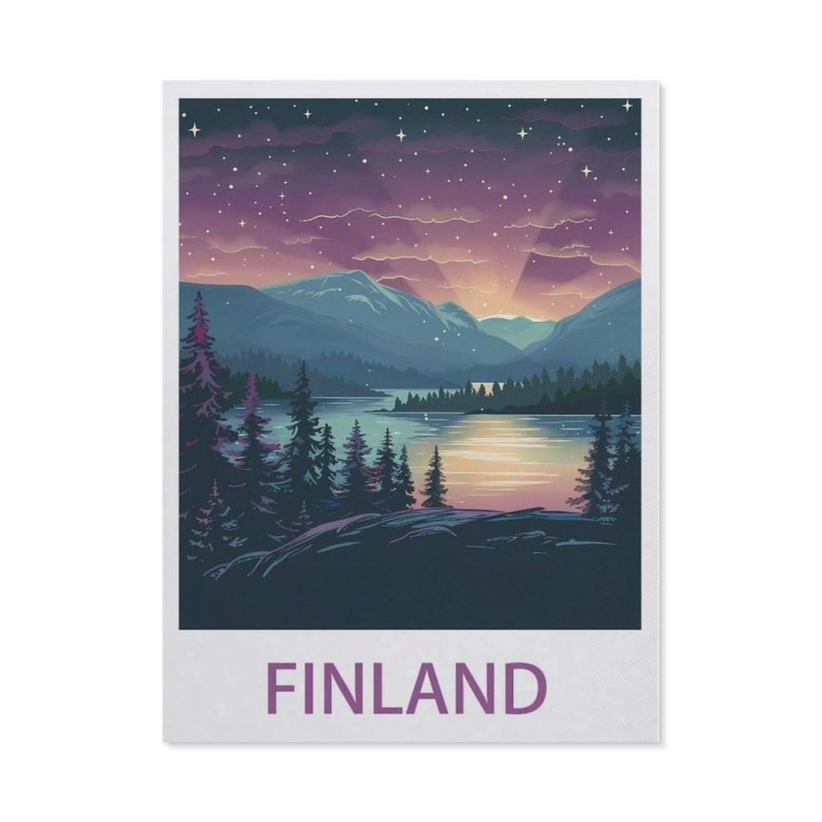 Beayodkp （50 X 60 Cm/19.68 X 23.62 Inches） Diy 5D Diamond Painting Kits，Finland Vintage Travel Poster，Diamond Painting For Beginner Adults Rhinestone Numbered Diamond Arts Home Wall Decor-Cg97
