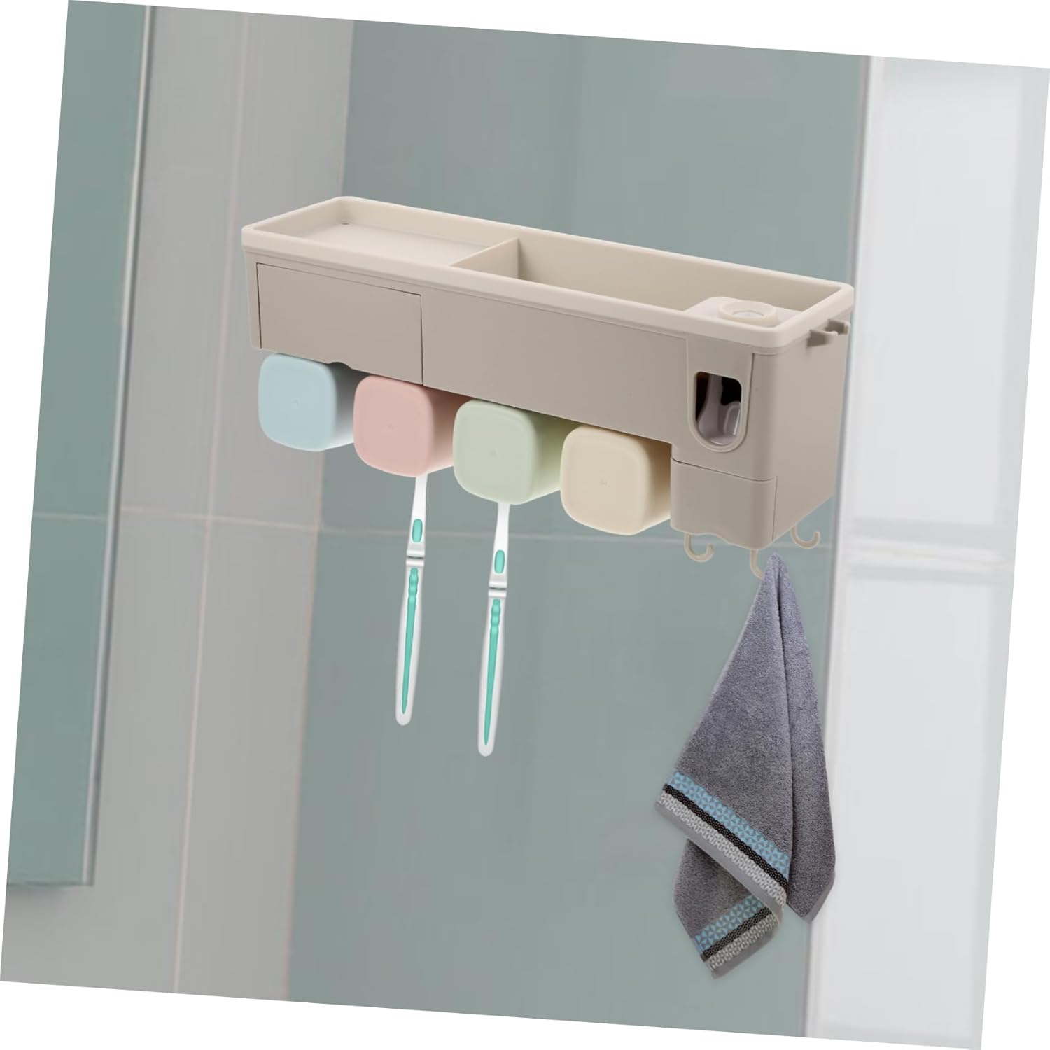 Wall-Mounted Toothpaste Dispenser and Toothbrush Holder Set Automatic Toothpaste Squeezer Storage Rack for Bathroom Sturdy Plastic Space-Saving Organizer for Home