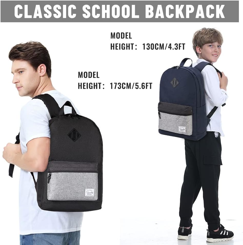 VASCHY Backpack for Men, Water-Resistant School Backpack Bookbag Schoolbag Teens Casual Daypack Work Black - Image 7