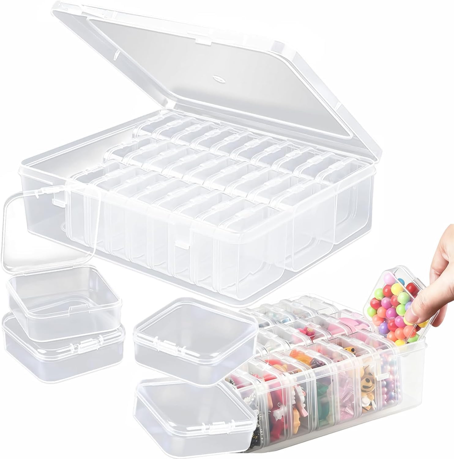 GUIBELL Caja Transparente para Joyas y Artículos Pequeños — 30 Cajitas