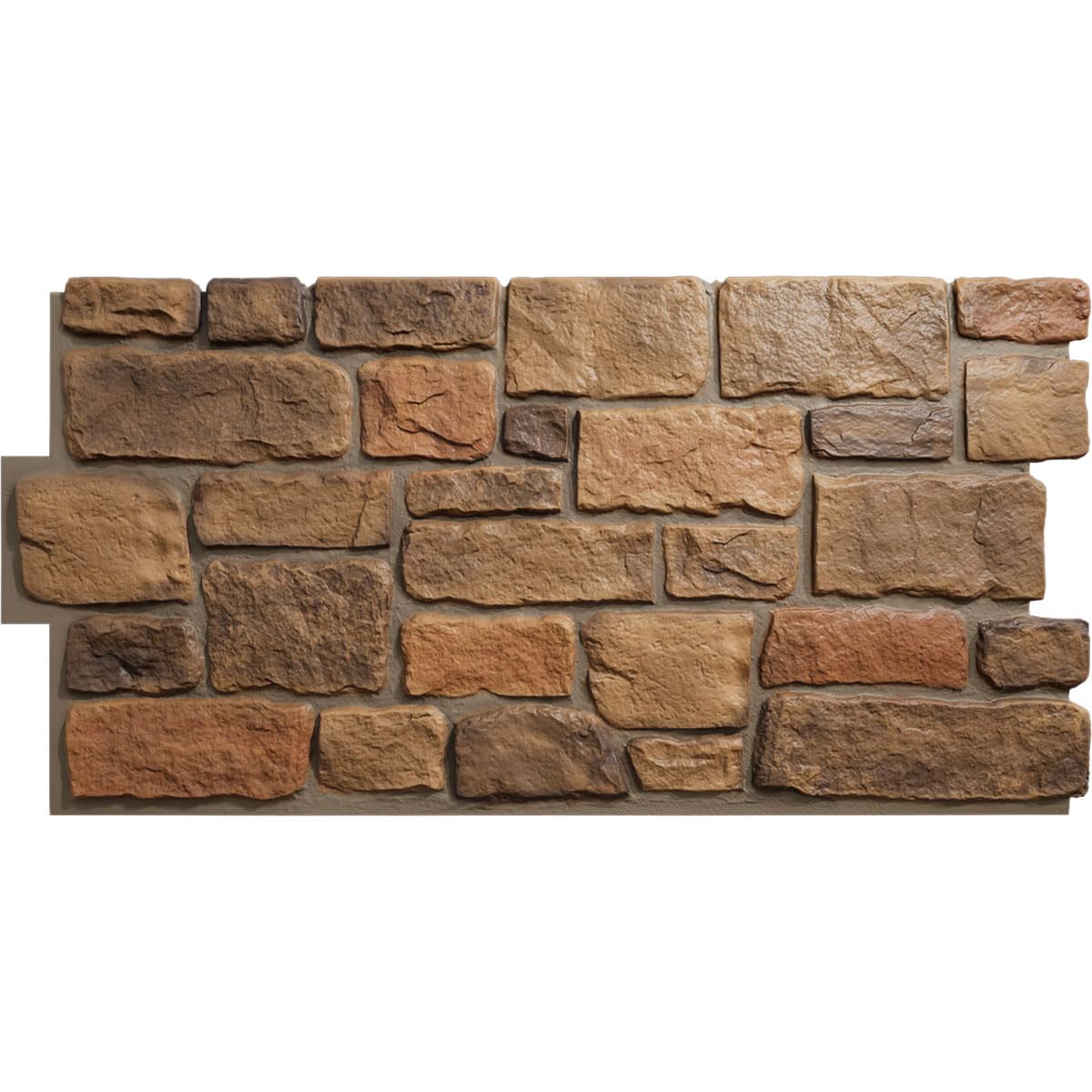 EverStone Cobblestone Faux Stone Panel, 48"W x 23 3/4"H x 1 1/8"D, Rustic Roast Color