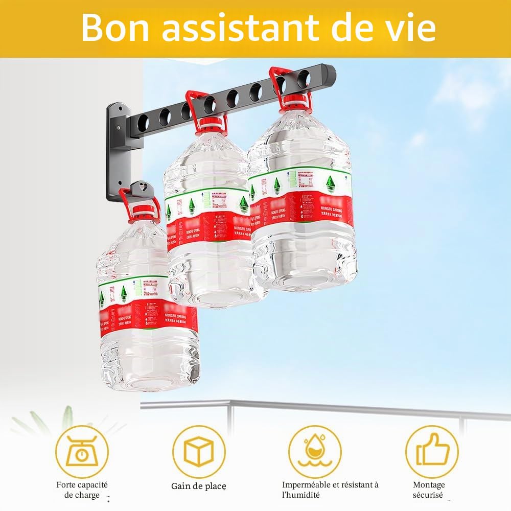 HEKOBAG Étendoir Pliable en Acier au Carbone, Séchoir à Linge avec Rotation 90°, Porte Vetement pour Salle Bain, Chambre, Hôtel, Balcon