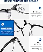 Vista 5 de SOAR&EAGLE Paquete de 3 lentes de bloqueo de luz azul, lentes para juegos de computadora, lentes retro semi sin montura UV400, lentes transparentes