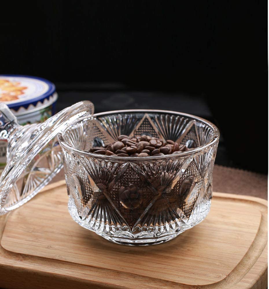 SANHECUN Set di 2 barattoli decorativi in vetro trasparente con coperchio (trasparente, vasellame)