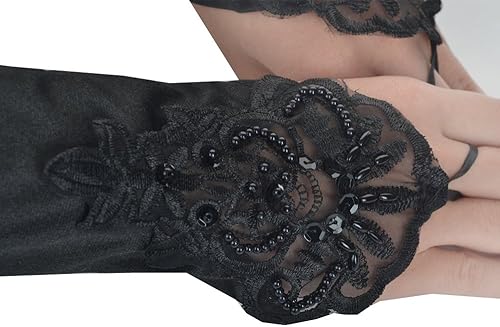 Miniatura 3 de JISEN Guantes de satén para mujer de los años 20 formal nupcial banquete boda ópera manoplas coloridas